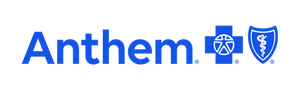 Anthem logo with blue and white colors on a white background