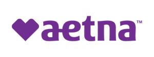 Aetna logo in purple on a white background