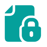 Teal icon with a lock symbol on a white background
